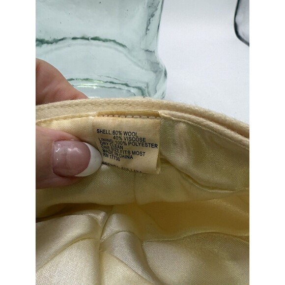 Vintage 1960s Cream Style Peaked Hat Cap Rhinestone Pin Detail - Picture 7 of 7